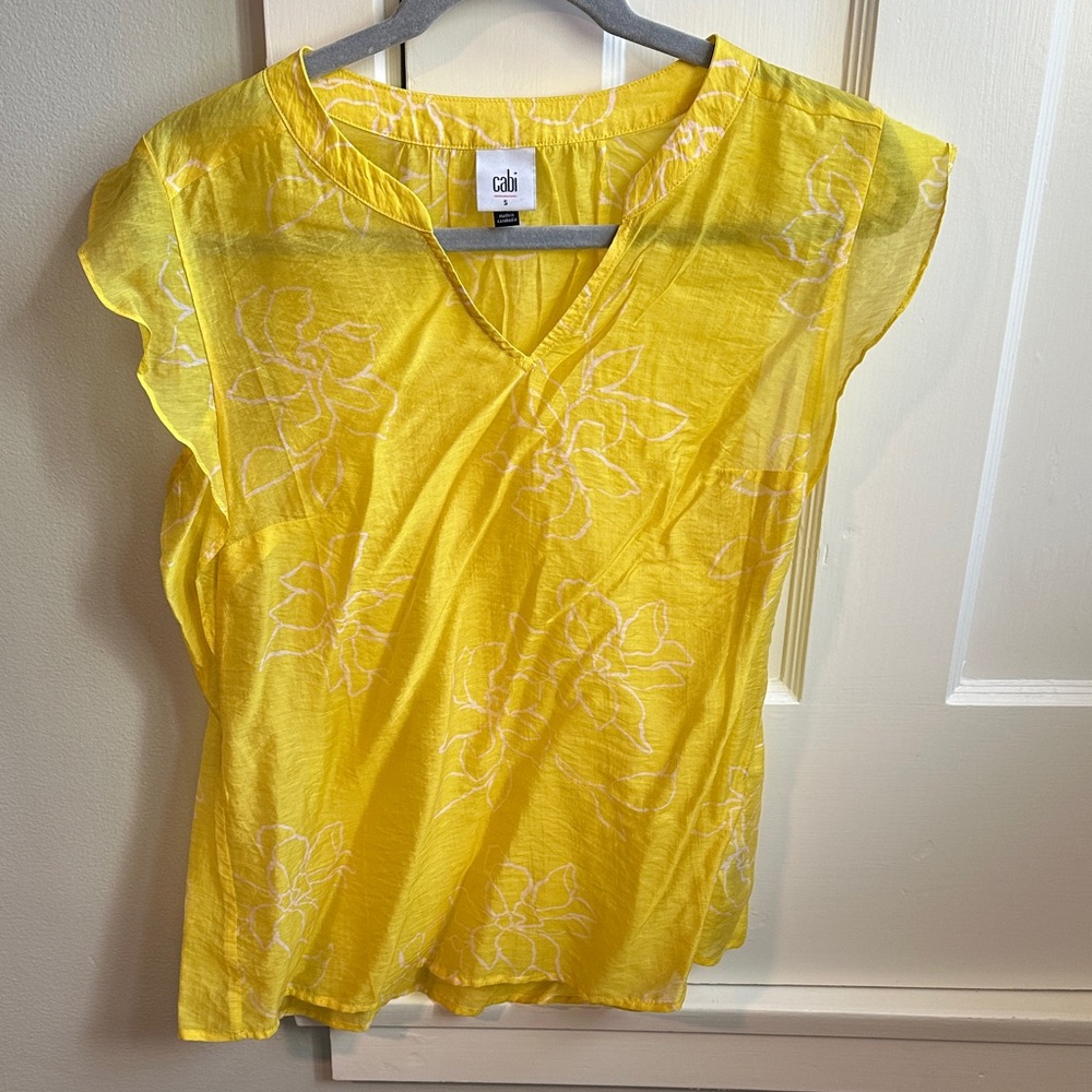 CAbi Bright Yellow Floral Top
